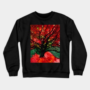 Blazing Red Orange Autumn Tree Crewneck Sweatshirt